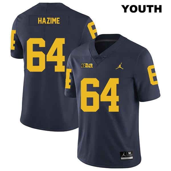 Youth NCAA Michigan Wolverines Mahdi Hazime #64 Navy Jordan Brand Authentic Stitched Legend Football College Jersey YT25L25HL